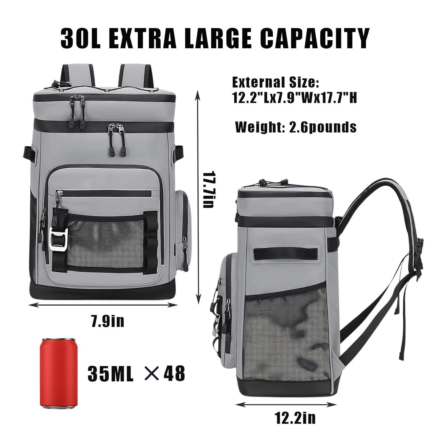 Sac à dos isotherme imperméable de grande capacité 30L, sac à dos isotherme anti-fuite pour le campi