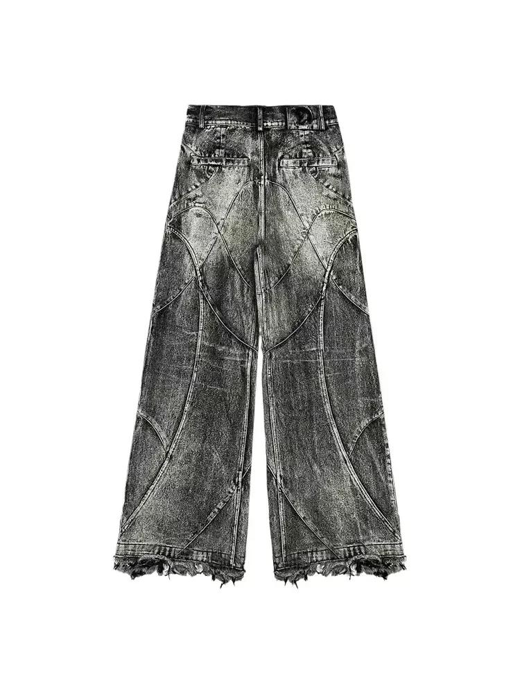 Jeans vintage Y2K streetwear punk hip hop pour femmes, pantalon grunge baggy déchiré, denim délavé, 