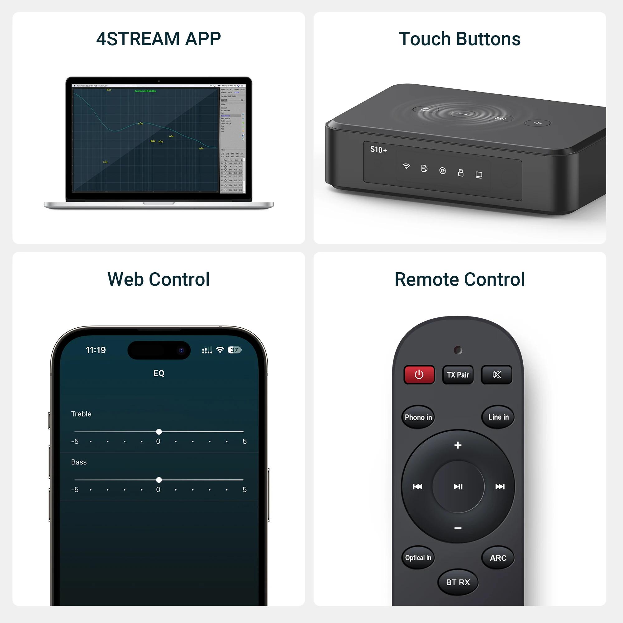 Récepteur audio Arylic S10 + WiFi Bluetooth 5.0, module de circuit récepteur de musique stéréo domes