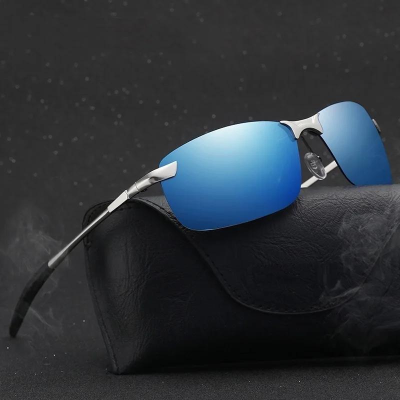 Lunettes de soleil polarisées classiques en métal pour hommes, mode, conduite, pêche, demi-monture, 