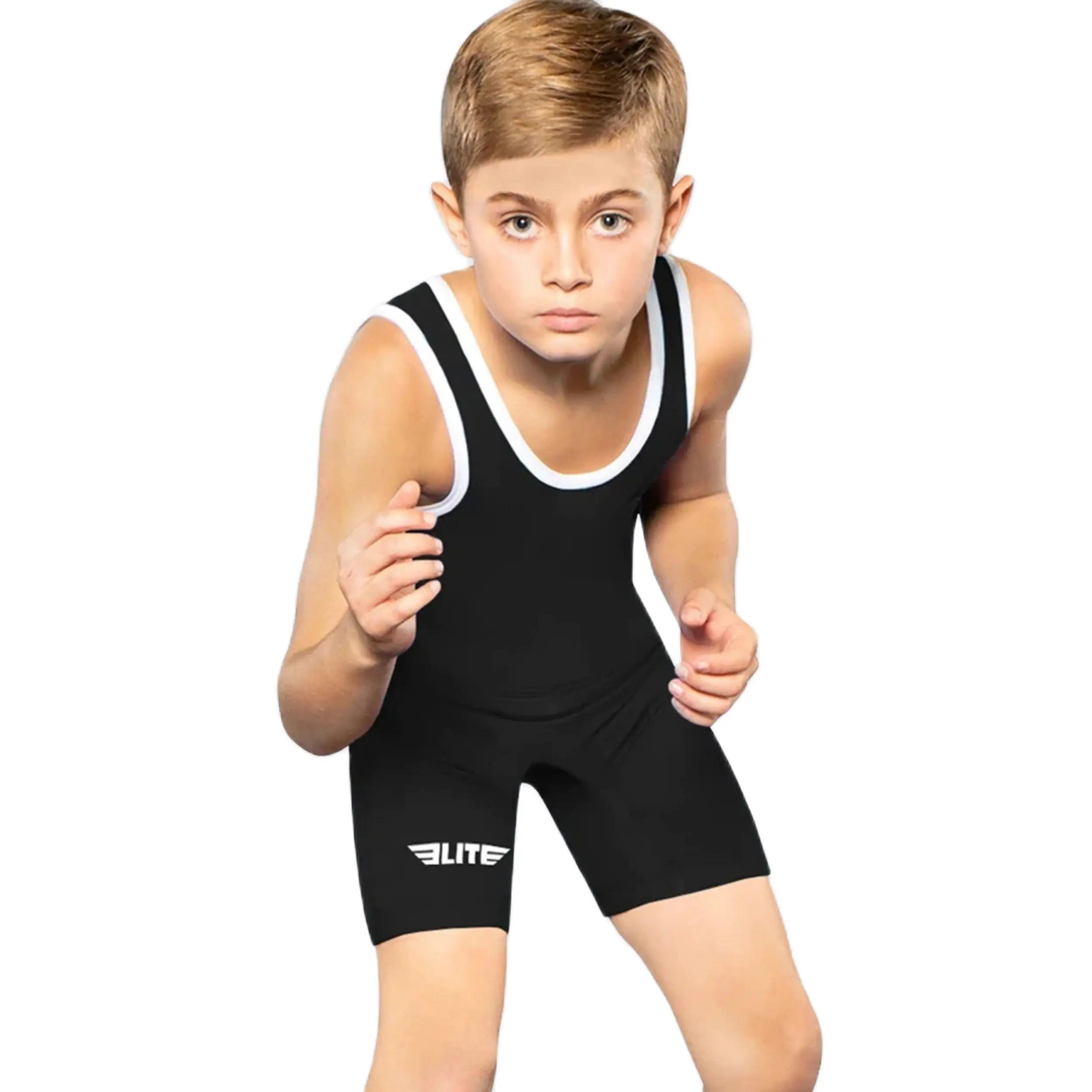 Collants de lutteur pour enfants, une pièce, vêtements de course, tenue de gymnastique, combinaison 