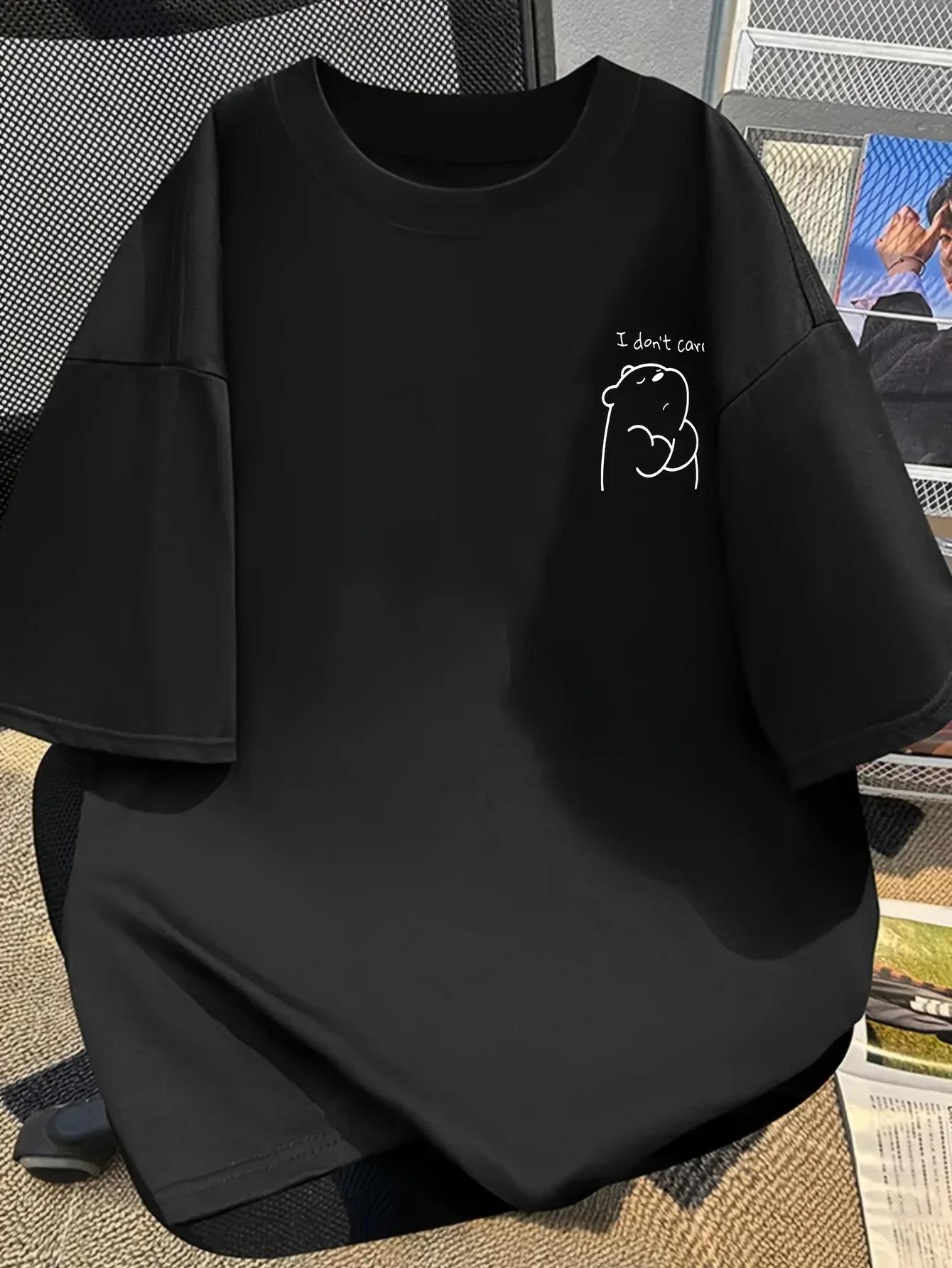 T-shirt à manches courtes imprimé ours Simple, Style décontracté et polyvalent, adapté aux vêtements