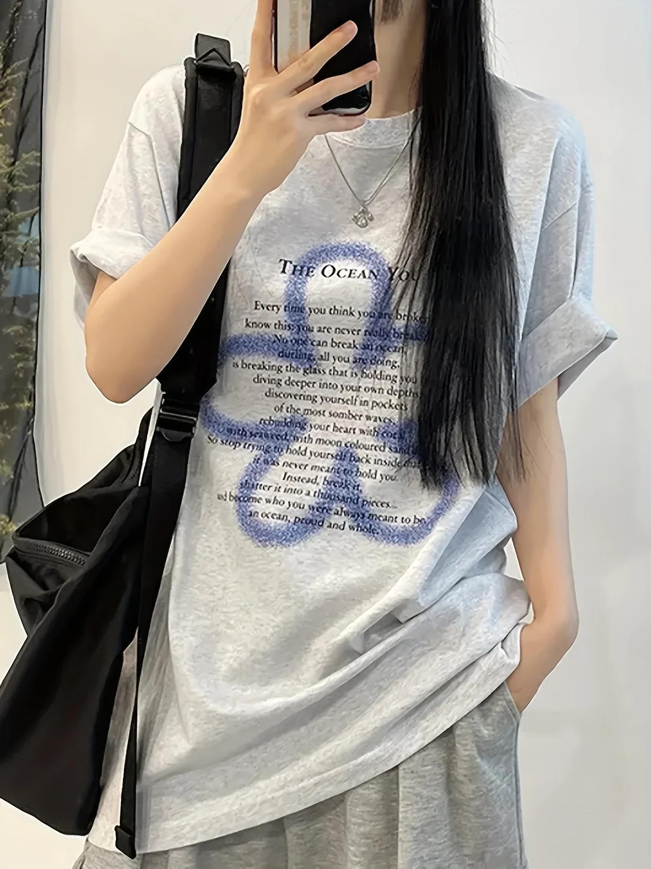 Y2k Lettre Imprimé Noir T-Shirt Femmes Graphique T-Shirt Doux Épicé D'été Style De Rue Hauts Décontr