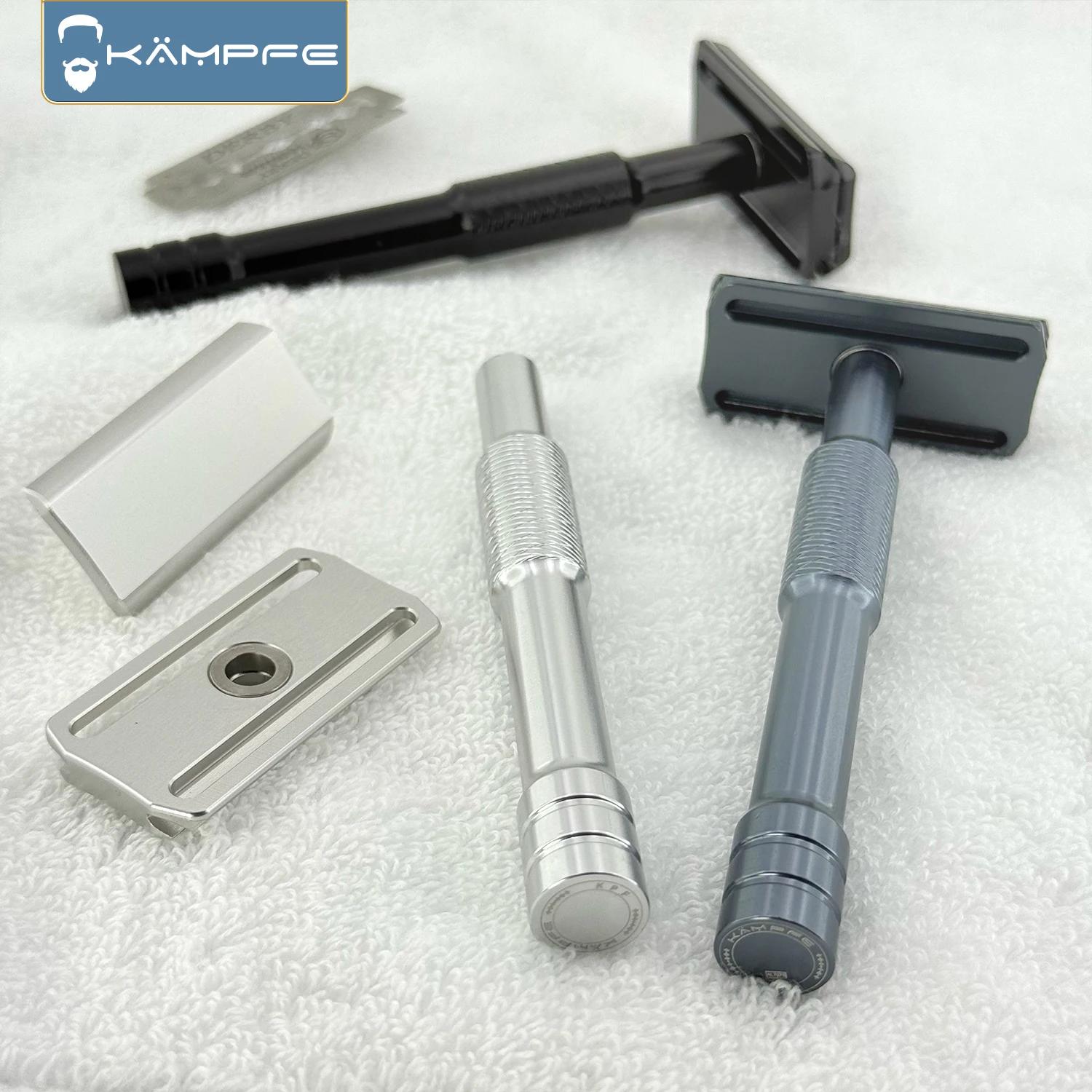 Rasoir de sécurité manuel Kampfe CNC avec 5 lames de rechange, outils de salon de coiffure, cadeaux 