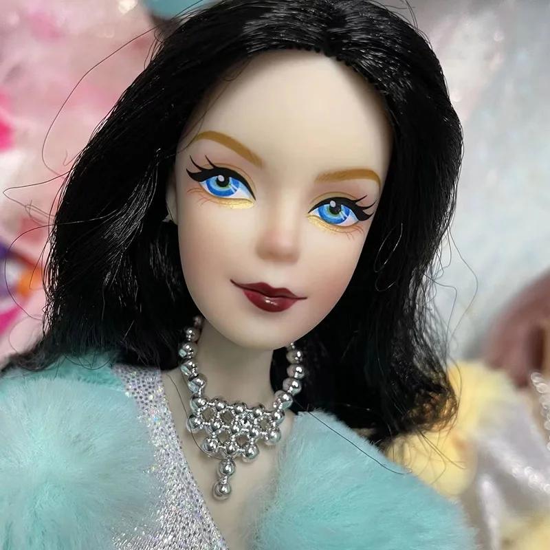 Tête de poupée dame 30cm avec gros cheveux bouclés ondulés, accessoires de déguisement, jouets de br
