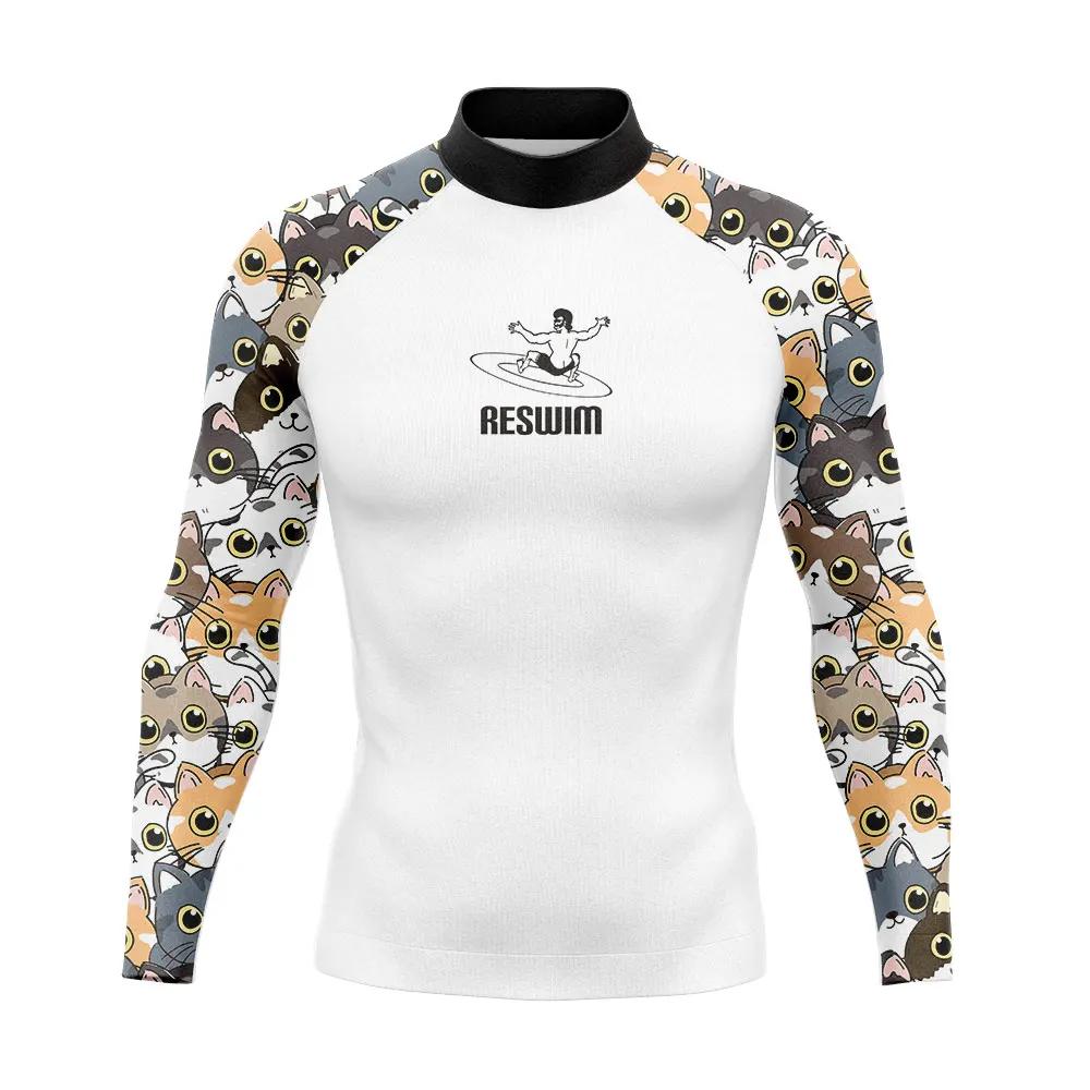 Nouveau été hommes longs natation Surf T-Shirts UPF 50 + Surf combinaison Rashguards maillot de bain