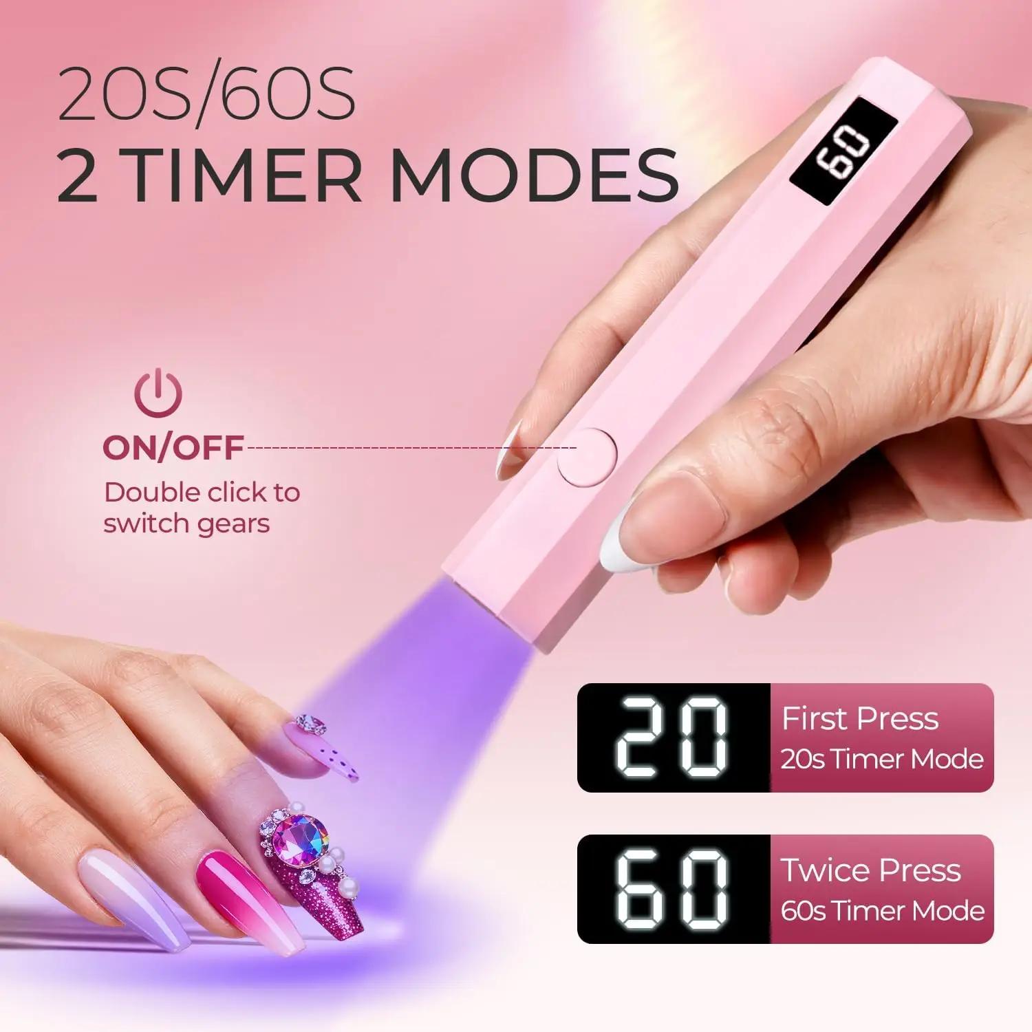Ensemble de lampes à ongles UV/LED sans fil, lumière portative avec support, affichage LCD, sèche-on