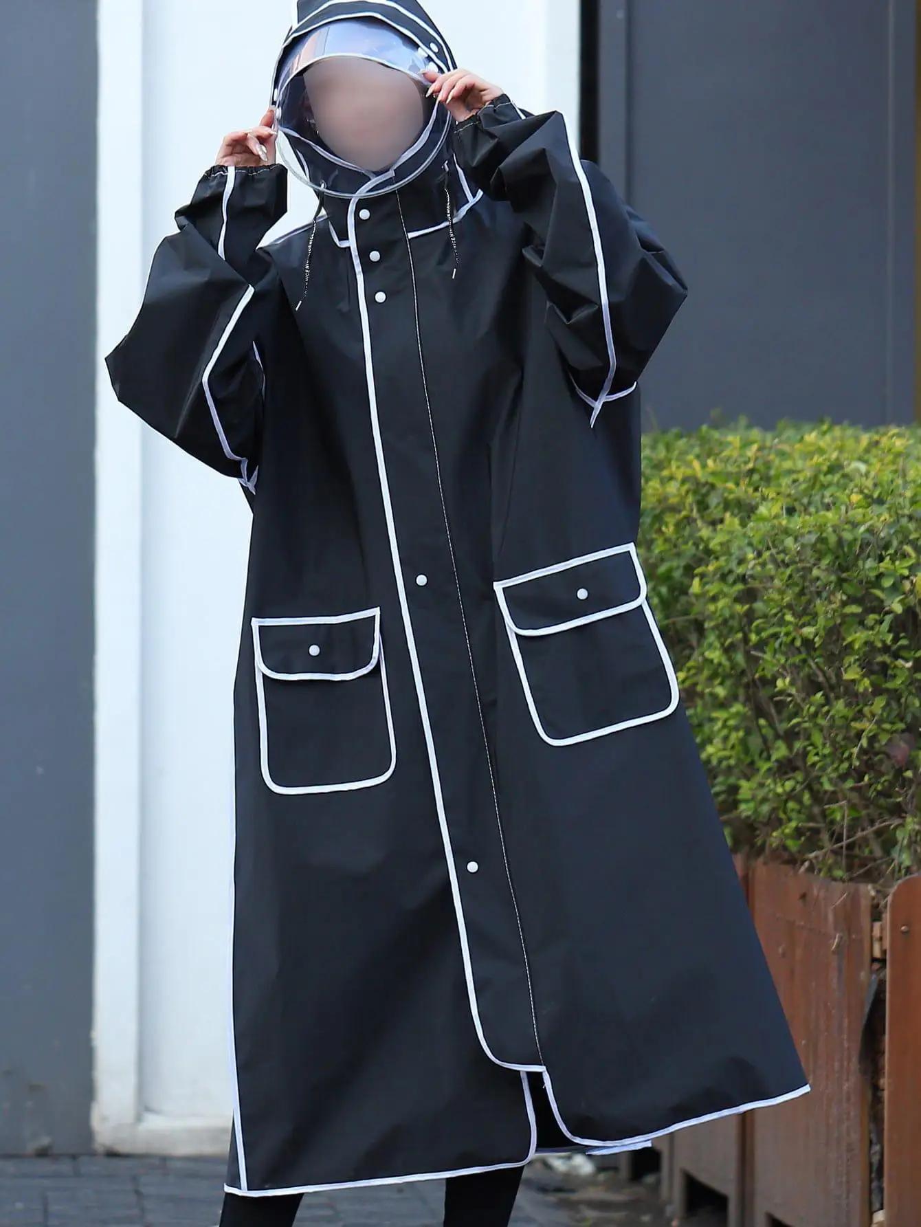 Long imperméable tout le corps résistant à la pluie vélo électrique unique femme mâle mode étudiant 