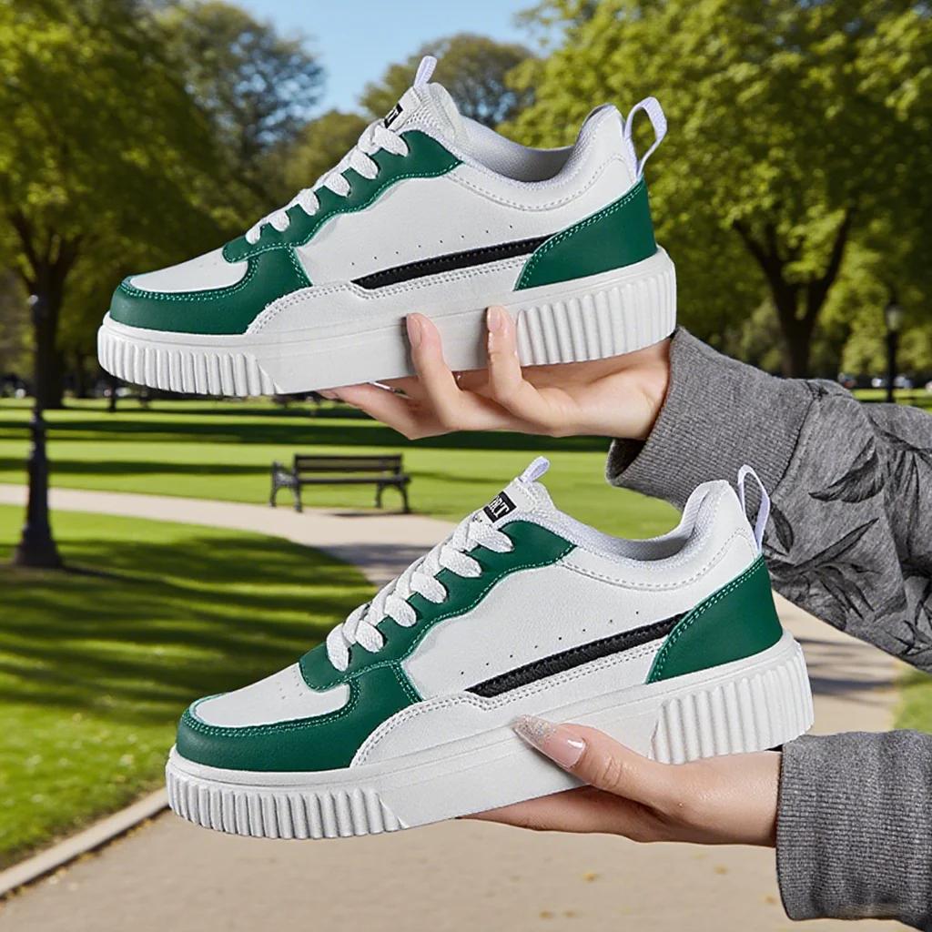 Mode femmes chaussures décontractées respirant marche chaussures plates baskets blanc chaussures fem