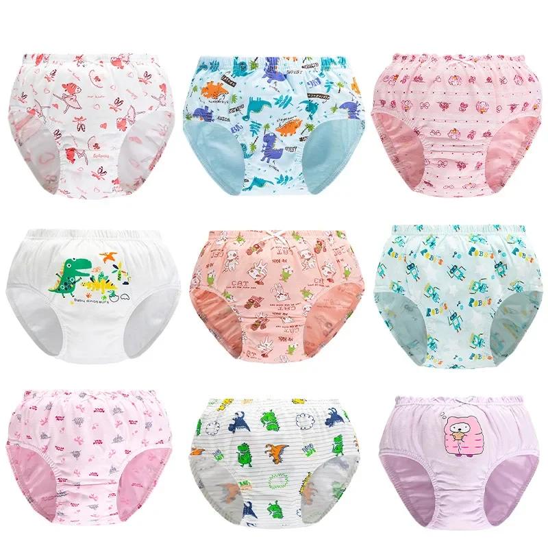 Lot de 5/10 culottes confortables en coton pour enfants et filles, sous-vêtements doux et mignons av