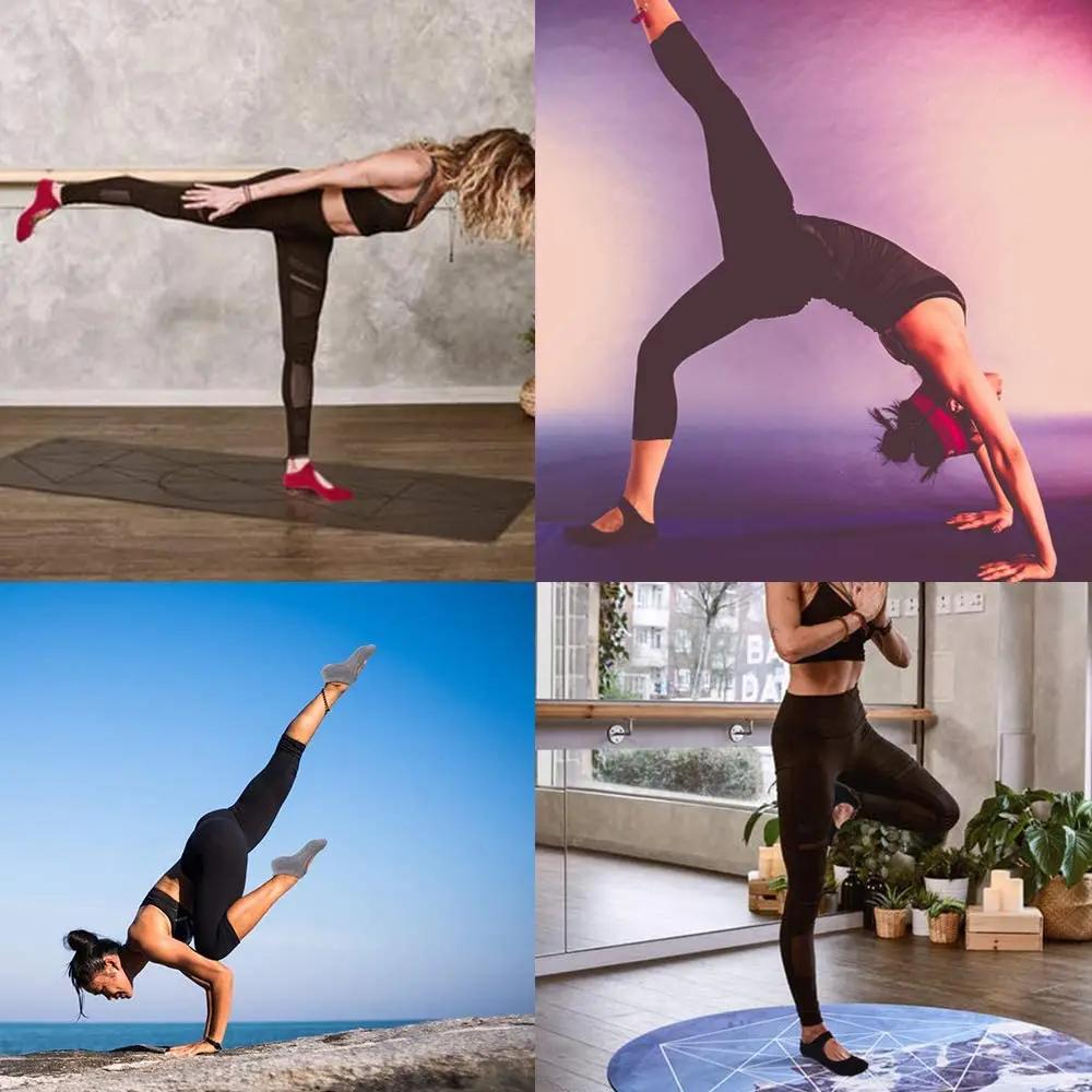 Chaussettes de Pilates antidérapantes, dos nu, en coton, pour femmes, Sport, Yoga, pantoufles de dan