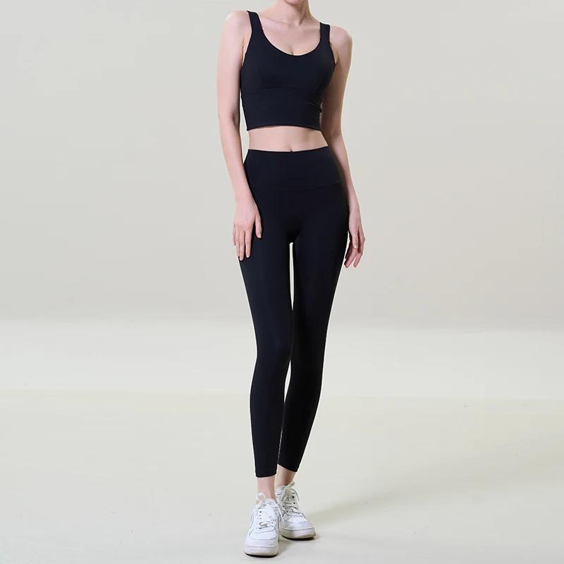 Ensemble de Yoga 2 pièces pour femmes, sport, Fitness, taille haute, pantalon rehausseur de hanches,