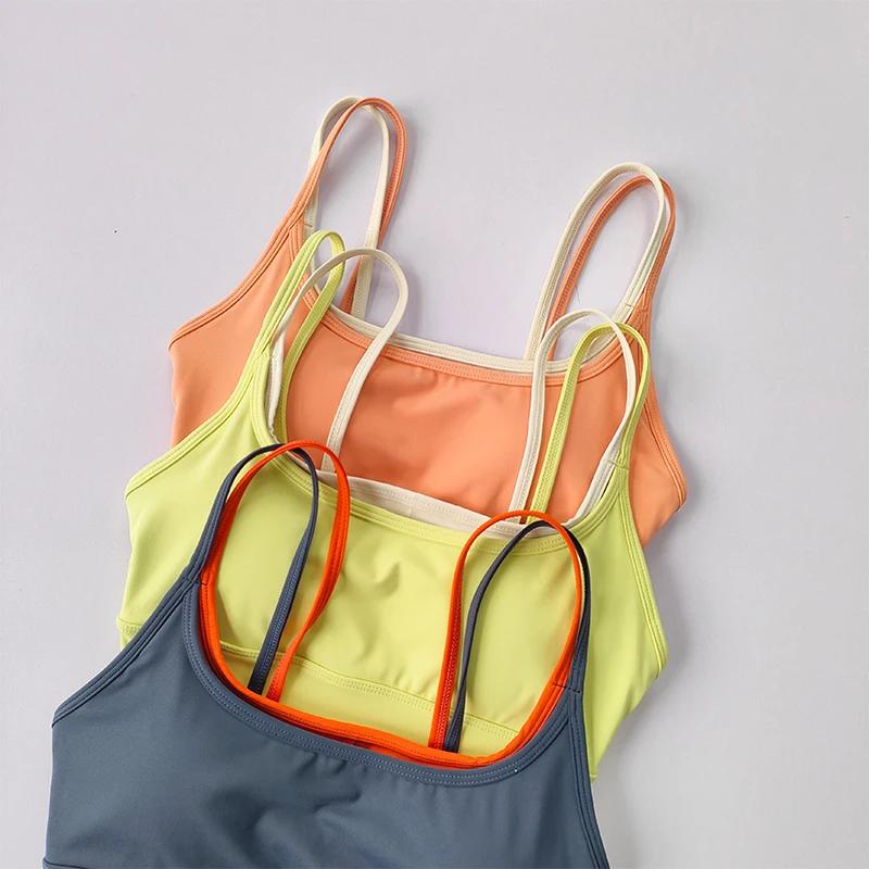 Soutien-gorge de sport pour femmes, absorbant les chocs, Double sangle de poitrine, gilet de Yoga, s