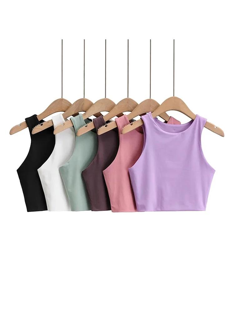 Débardeur Sexy et Slim pour femmes, col rond, sans manches, Double Nylon, bonne qualité, 6 couleurs,