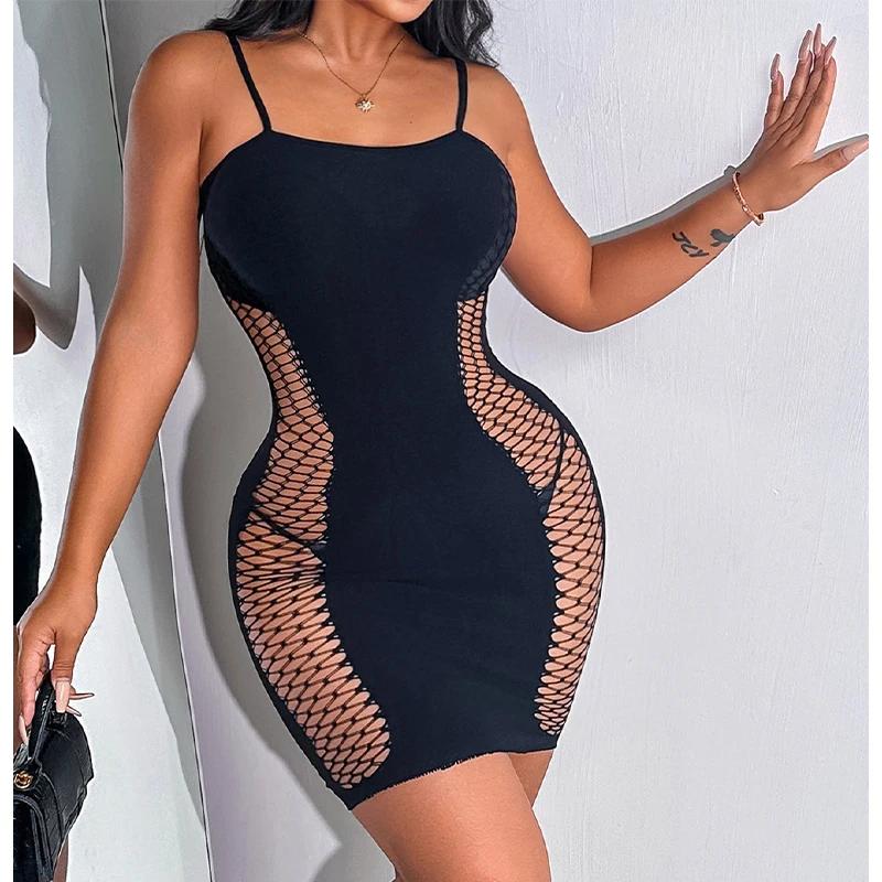 1 pièce Robe de plage moulante sexy en résille ajourée transparente pour femme, tenue de bain d'été