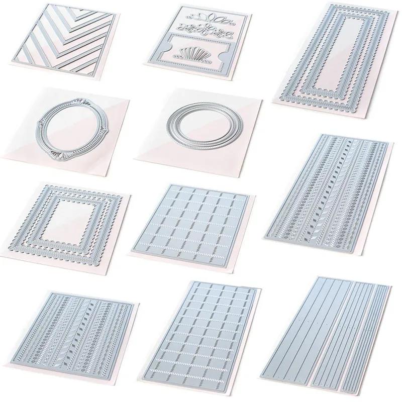 Matrices de découpe en métal, nouvelle ligne carrée, cadre de fond, pour bricolage, couteau de Scrap