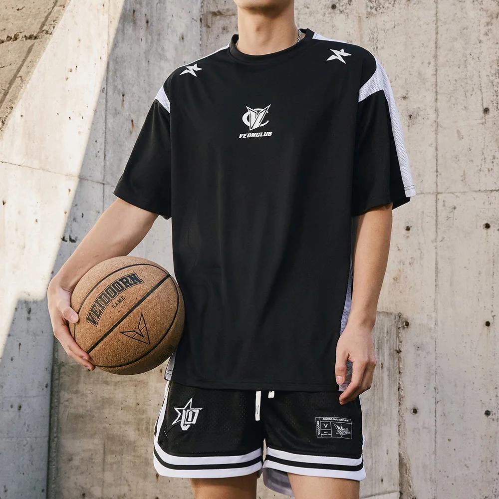 Veidoorn-T-Shirt de sport surdimensionné pour homme, maillot athlétique respirant en polyester à séc