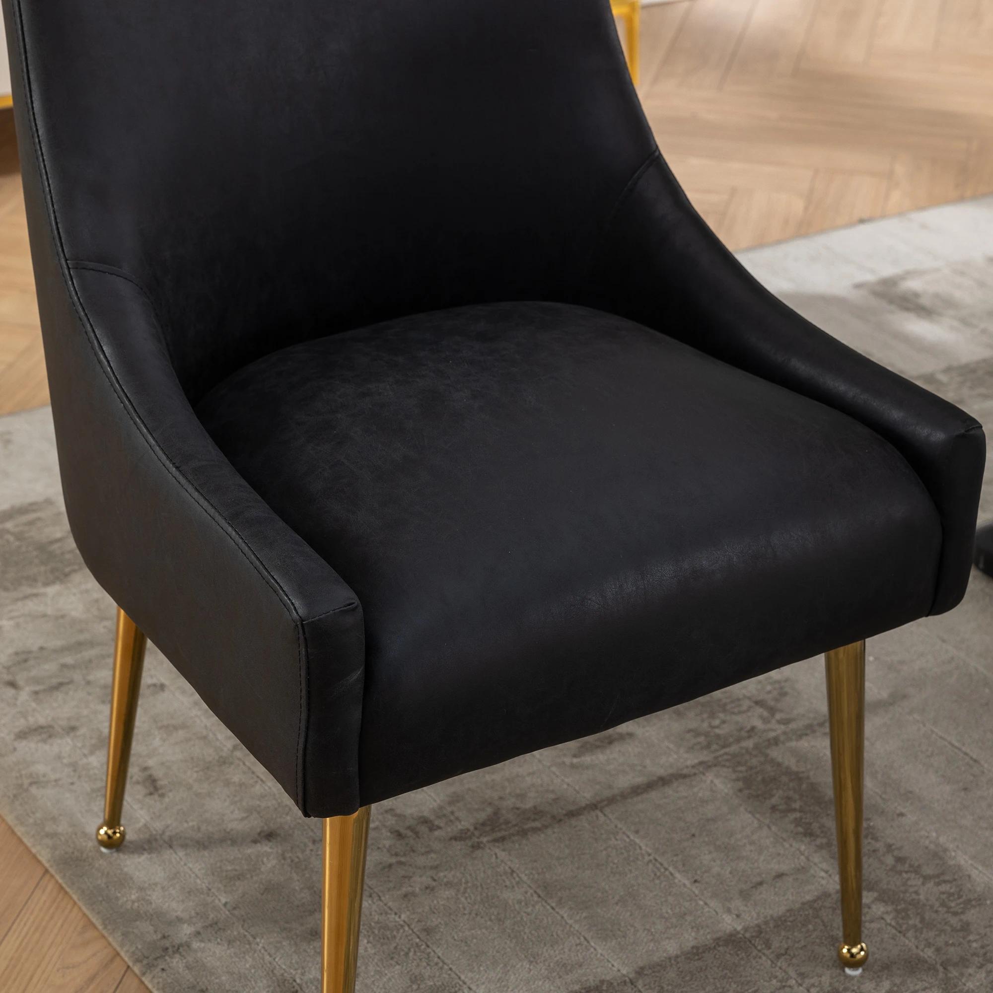 SEYNAR-Ensemble de 2 chaises de salle à manger ou coiffeuse en cuir PU Glam, avec poignée arrière