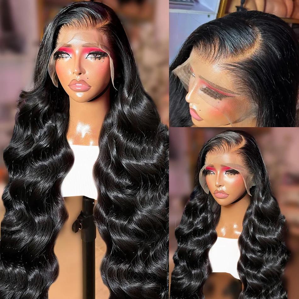 Perruque Lace Front Wig Body Wave Brésilienne Naturelle, Cheveux Humains, Sans Colle, 30 32 34 Pouce