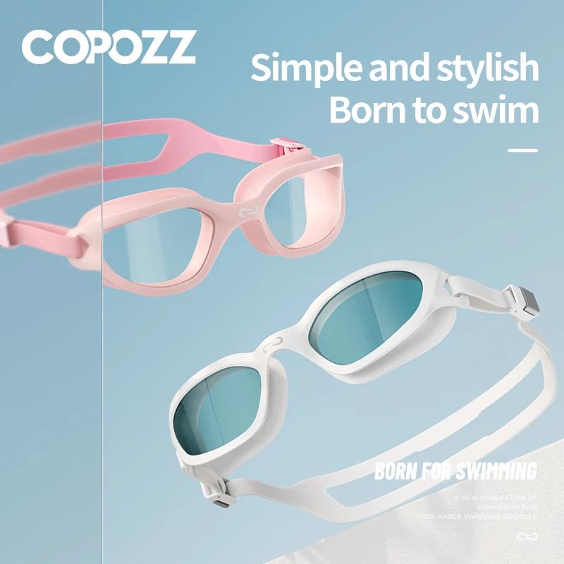 COPOZZ – lunettes de natation professionnelles HD, Anti-buée, Protection UV, verre d'eau en Silicone