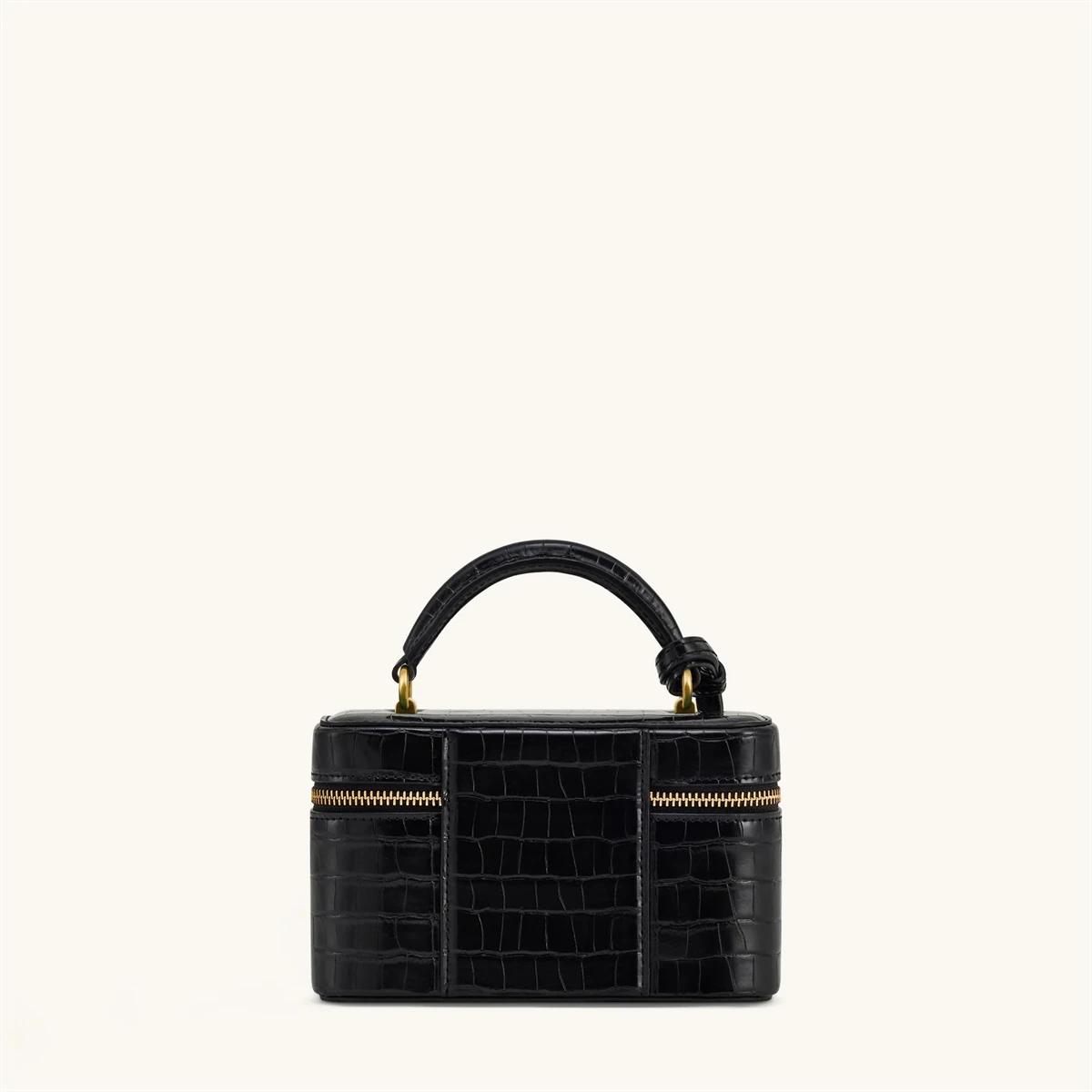 Sac à bandoulière vintage français JW PEI en cuir croco gaufré pour femme, petit sac carré, pochette