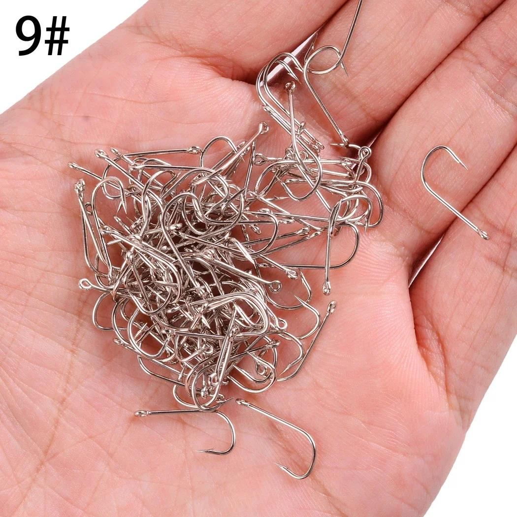 100 pièces hameçons de pêche pinte crochet avec yeux mer crochet en acier inoxydable blanc grande ti