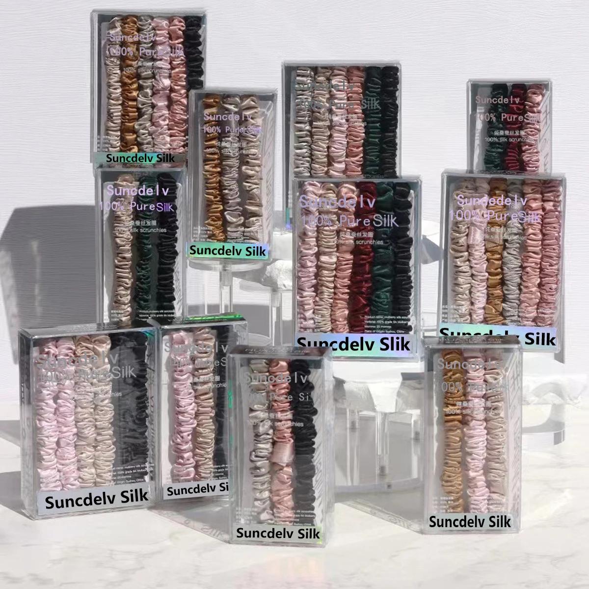 Chouchou en soie de mûrier 100% Pure, 3 pièces, bandeaux faits à la main pour femmes et filles, acce