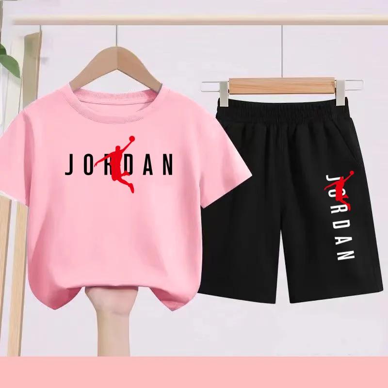 Ensemble robe et short d'été noir et blanc pour enfants, adapté aux enfants de 3 à 12 ans, avec moti
