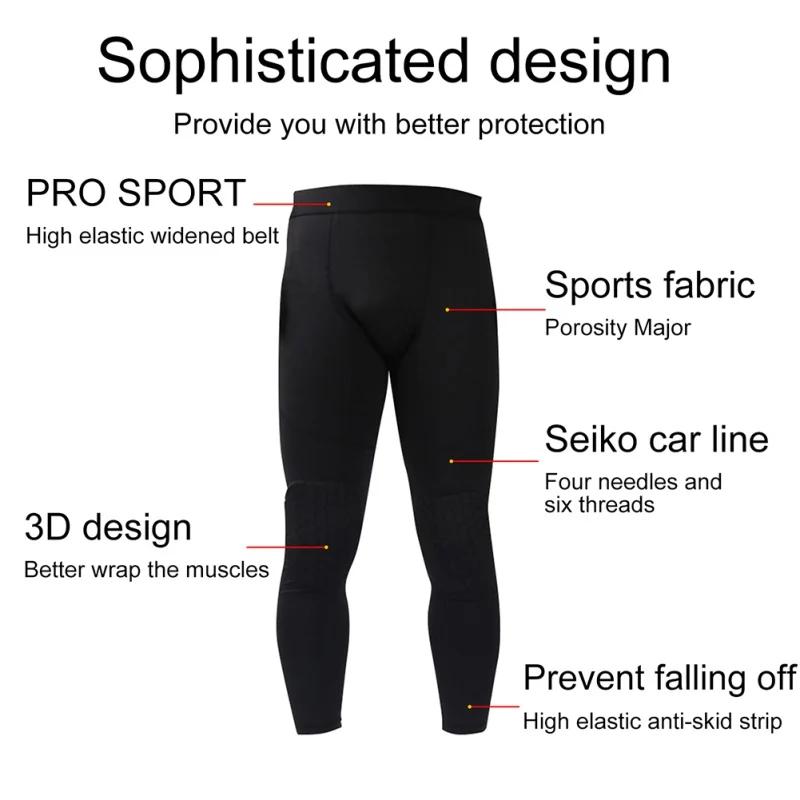 Leggings de compression capri avec genouillères pour hommes et femmes, collants rembourrés, pantalon