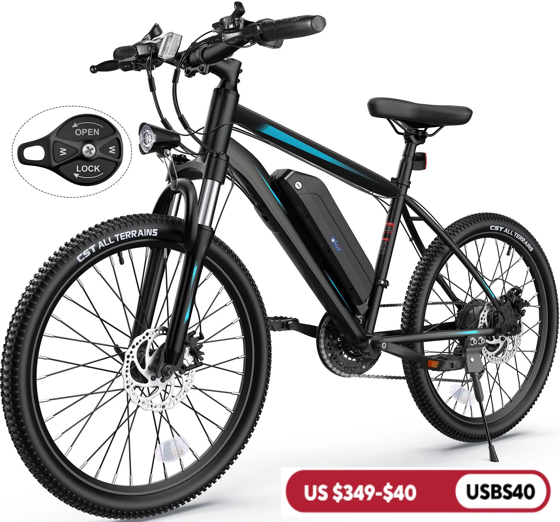 VTT électrique pour adultes, 26 pouces, moteur 350W, 2.0 Victor, 20MPH, batterie 36V 10.4Ah