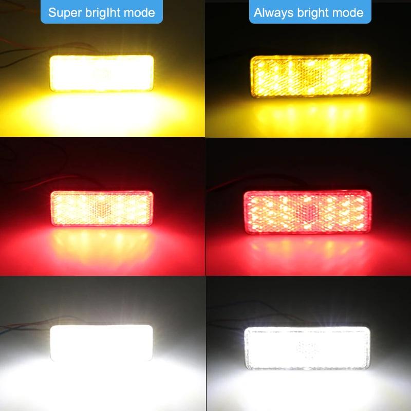 Feu arrière de moto, réflecteur rectangulaire, feu de freinage arrière de moto, réflecteurs LED pour