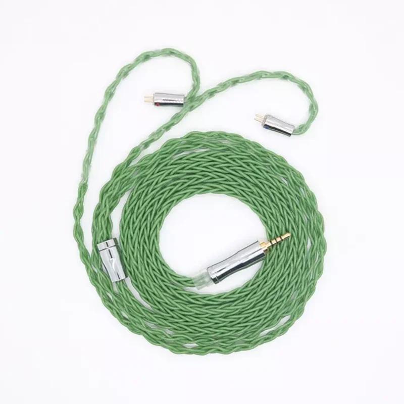 Câble bonbon vert gris XINHS 8 cœurs 5N OCC, prise 3.5/2.5/4.4mm avec MMCX/0.78mm/ QDC/TFZ