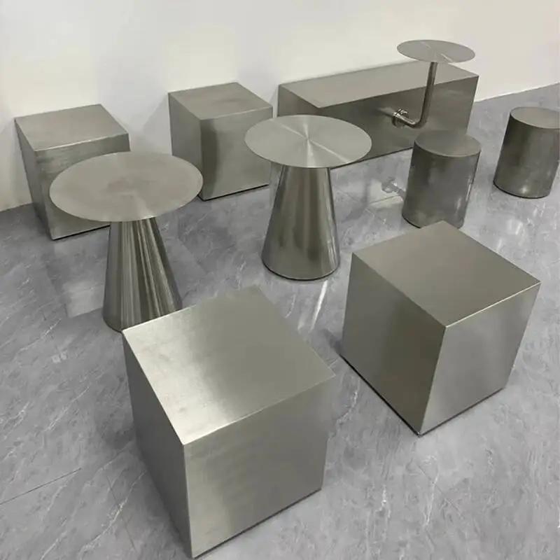 Tabourets de maison en acier inoxydable, café, chaussure ronde légère, tabouret de luxe, table créat