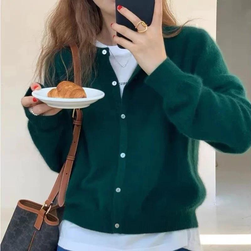 Cardigan tricoté à manches longues pour femme, haut Vintage Y2k, coréen, mode automne-hiver, col ron