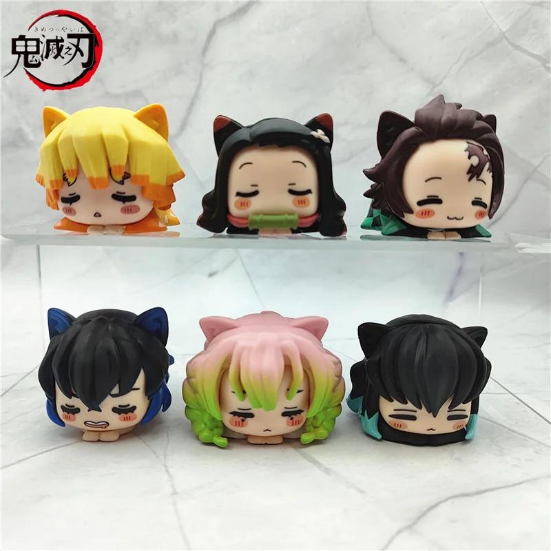 Figurines de sommeil de chat Demon Slayer, Kamado Tanjirou Kanroji Mitsuri, jouets Tokitou Muichirou