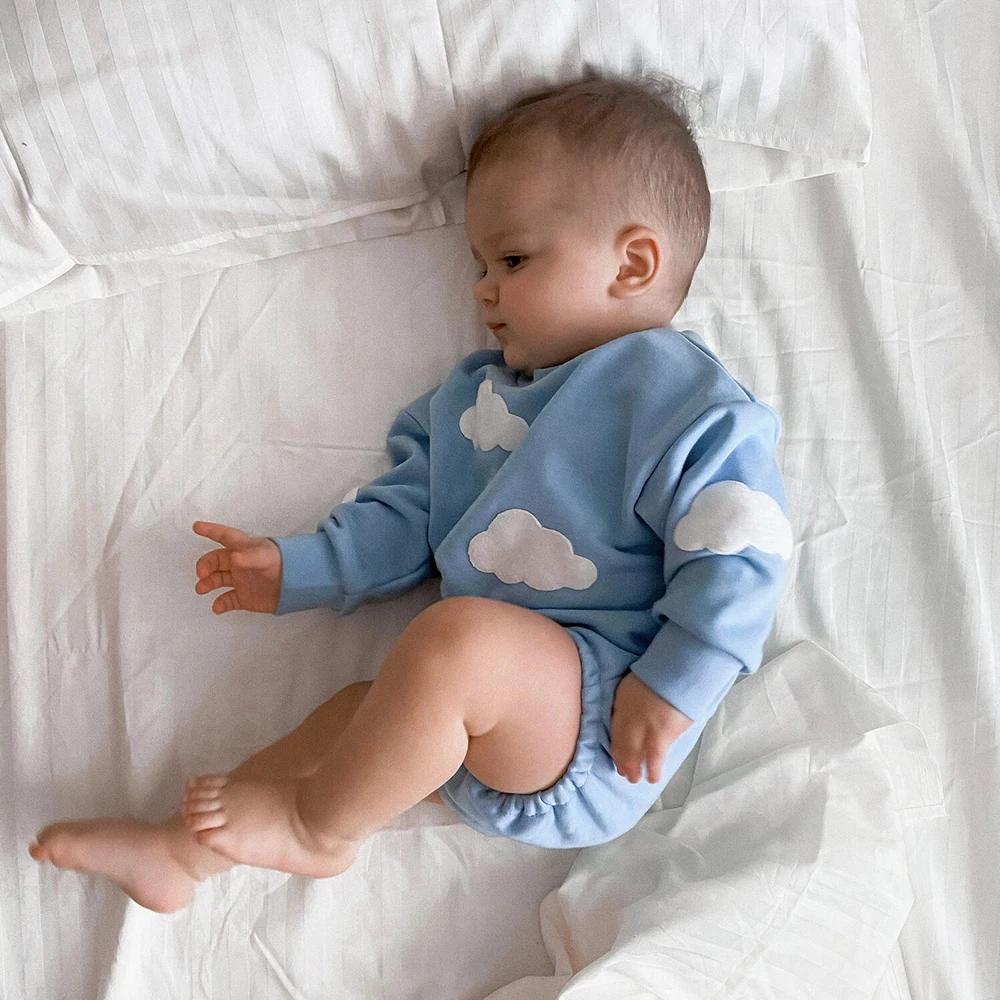 Vêtements de printemps pour bébé, sweat-shirt nuage, barboteuse pour bébé fille et garçon, body à ma