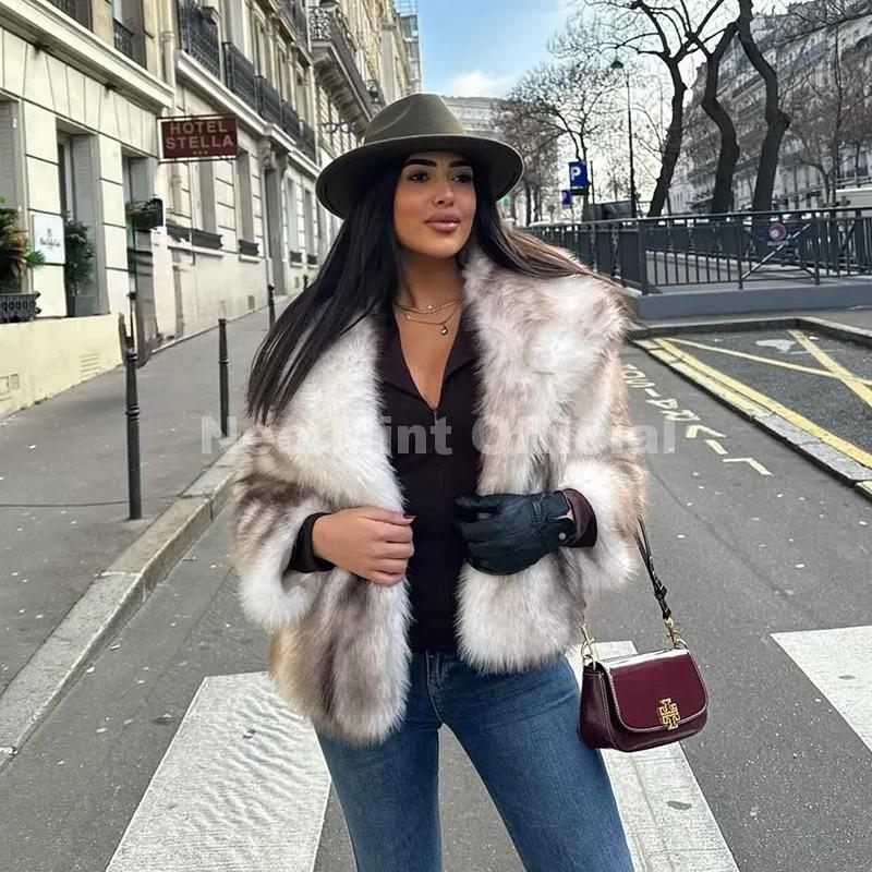 Neo Mint 2025 hiver exclusif rayé fausse fourrure veste femmes pardessus marque blogueur mode moelle