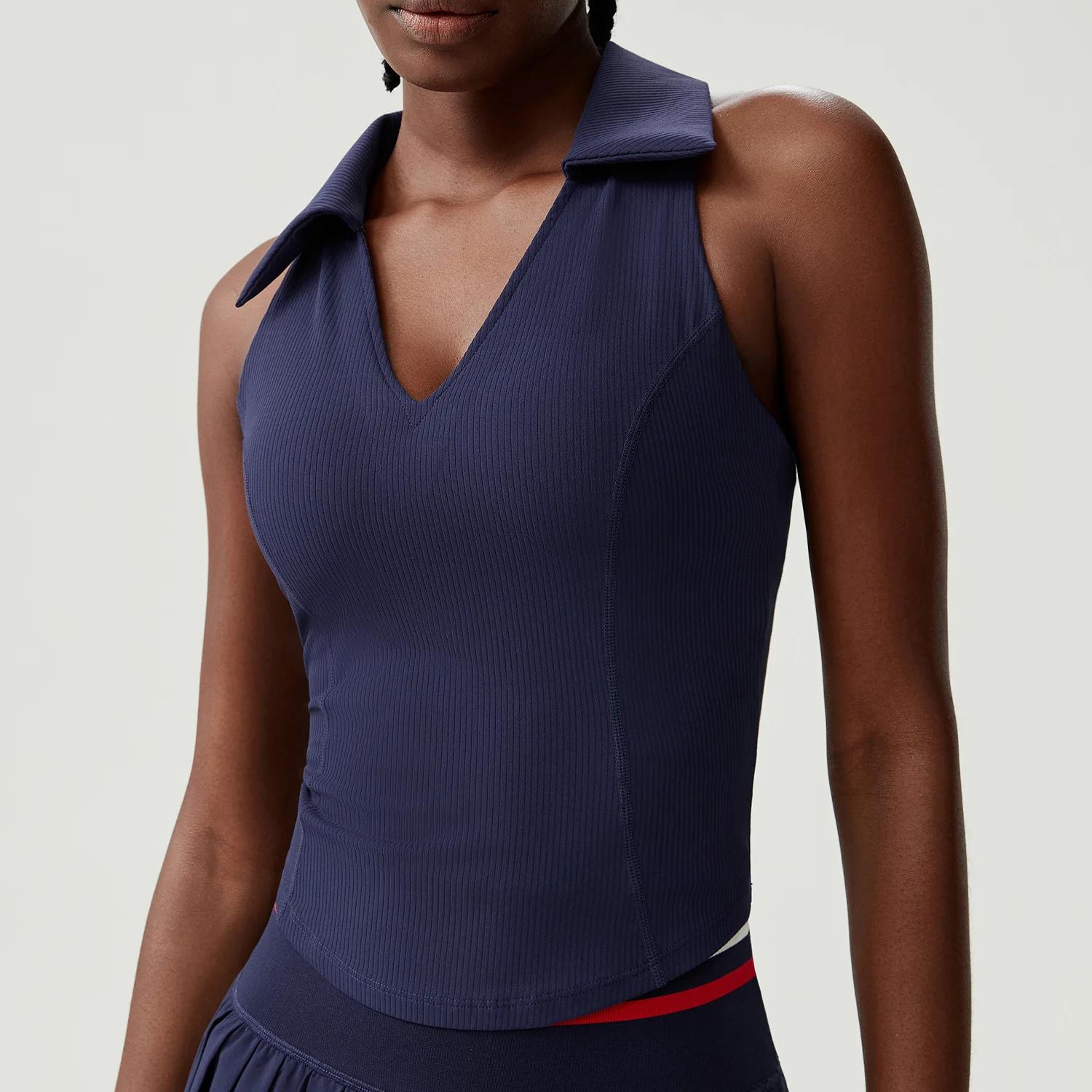 Chemise de Yoga sans manches pour femmes, coupe cintrée, col en v, haut de course, respirant, séchag