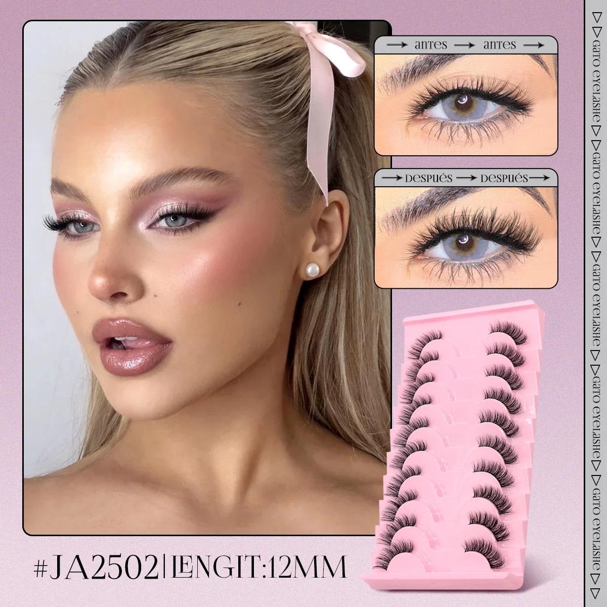GROINNEYA demi cils doux naturel oeil de chat cils aspect naturel bande invisible cils demi faux cil