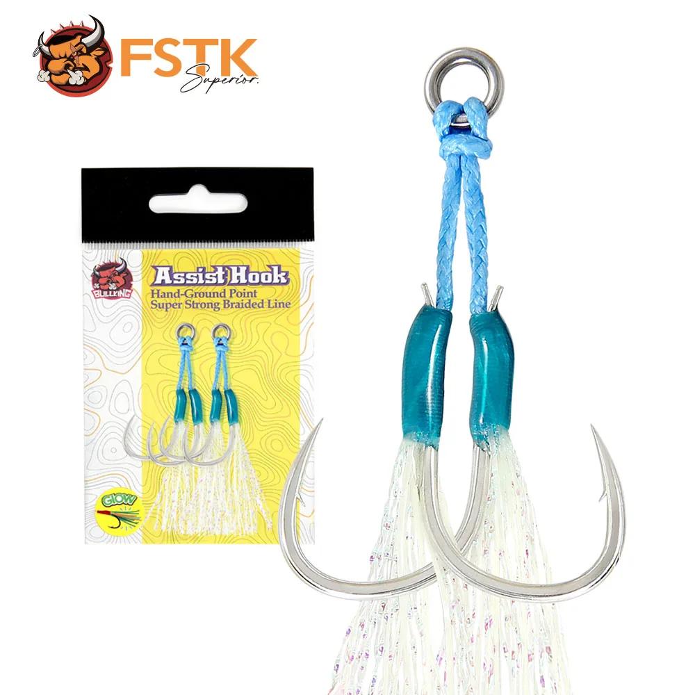 Crochet FSTK Jig en métal, crochet d'assistance à plumes lumineuses12 # 13 # 14 # Crochet en acier à