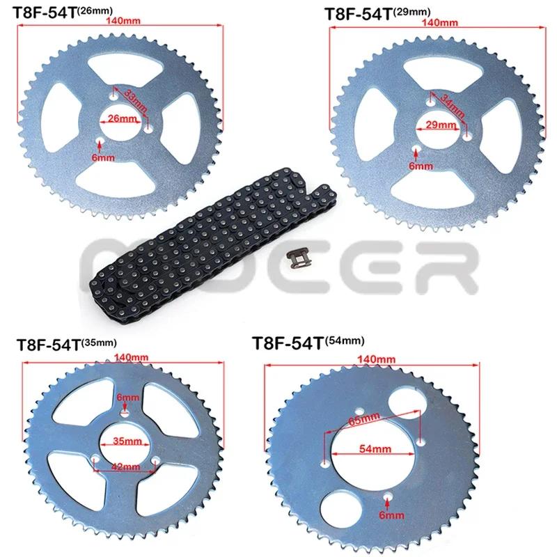 Oh à maillons pour mini moto, dents T8F, 54T, 26mm, 29mm, 35mm, 54mm, Pignon arrière T8F 136, 47cc, 