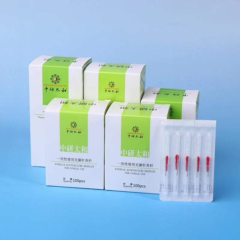 Aiguille d'acupuncture jetable, 100 pièces, 1 aiguille avec 1 Tube de guidage en acier inoxydable av