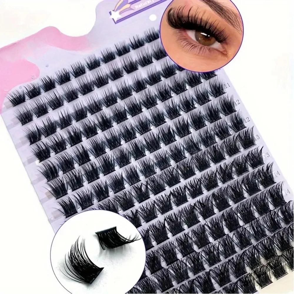 Faux cils en vison, 168 pièces, cils en grappe 0.07mm D Curling 9-16mm, mélange d'extensions de cils
