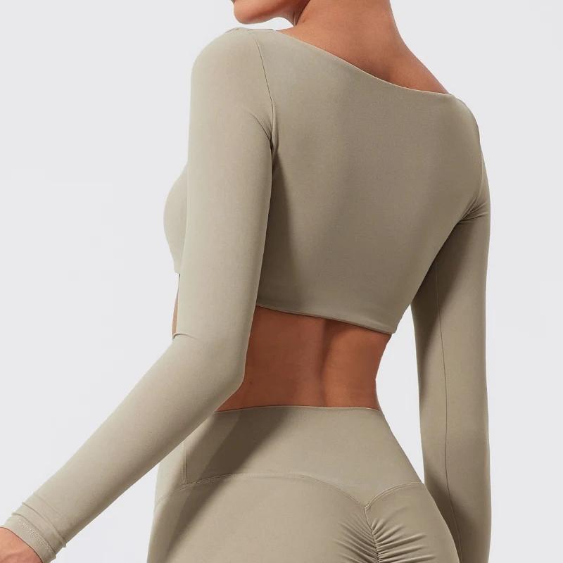 Hearuisavy – Haut de sport pour femme à séchage rapide, col carré, pour la gym, le fitness, le yoga,