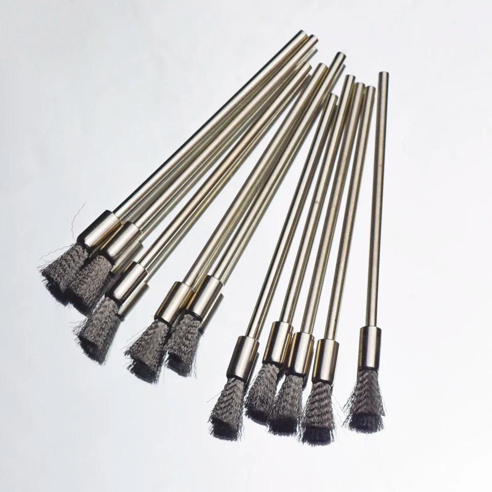 Embout de fil d'acier inoxydable, brosse en forme de stylo, tige d'extension de rayures en poils, ti