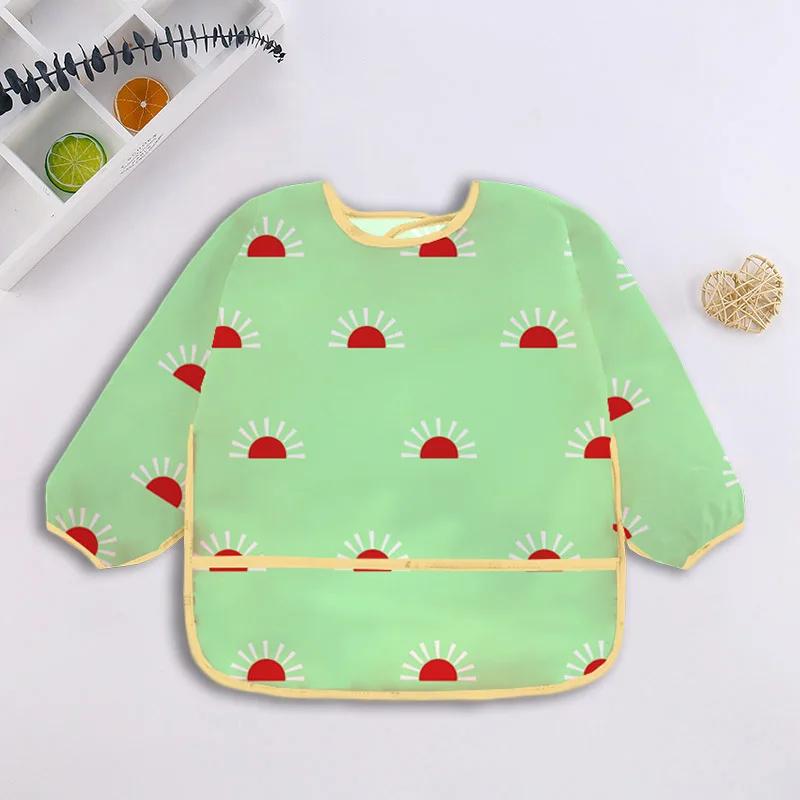 Bavoirs à manches longues pour bébé, tablier imperméable au Design de dessin animé coloré mignon pou