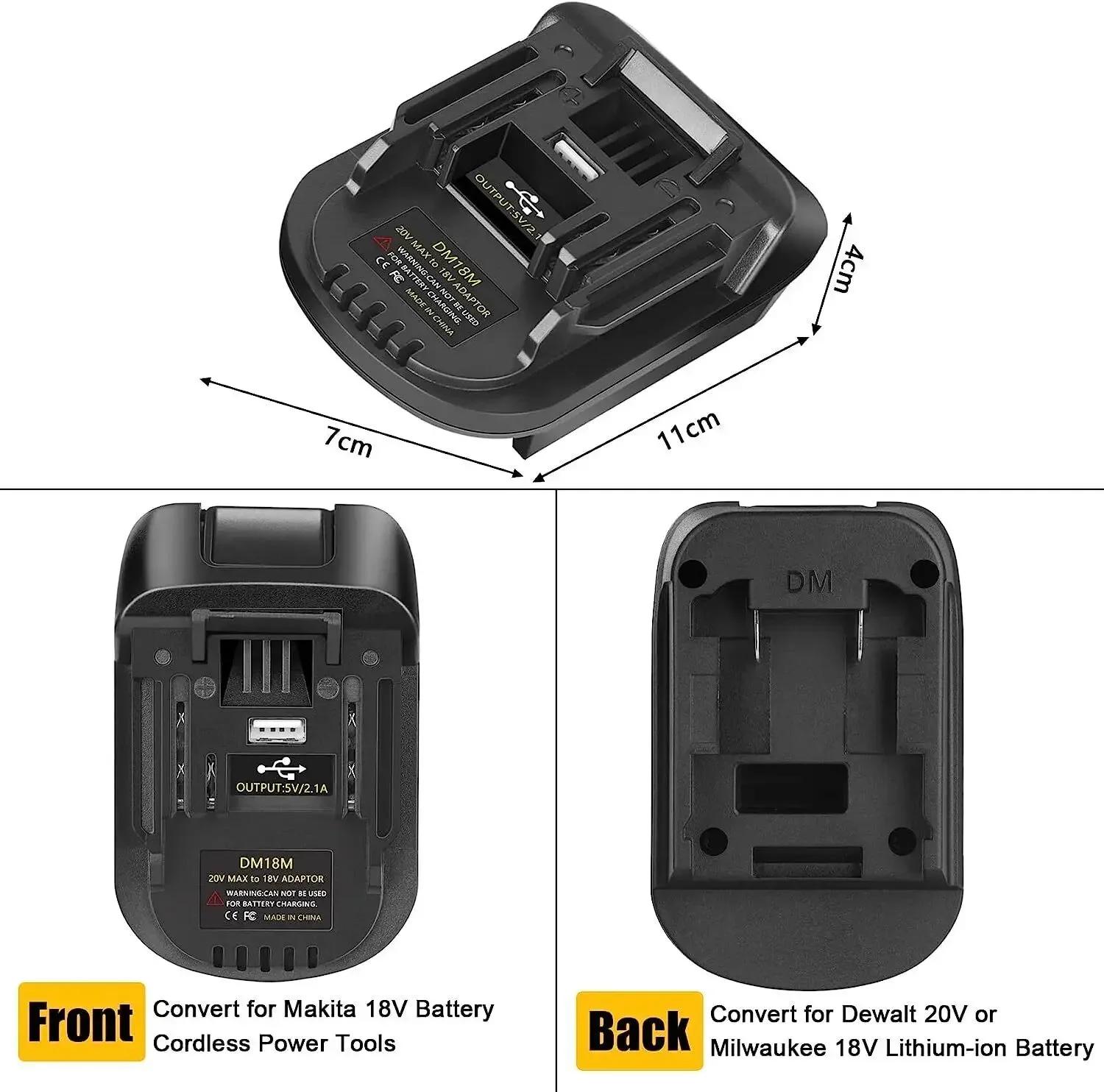 Convertisseur adaptateur de batterie DM18M pour Milwaukee, 18V pour Dewalt, 20V, convertisseur de ba