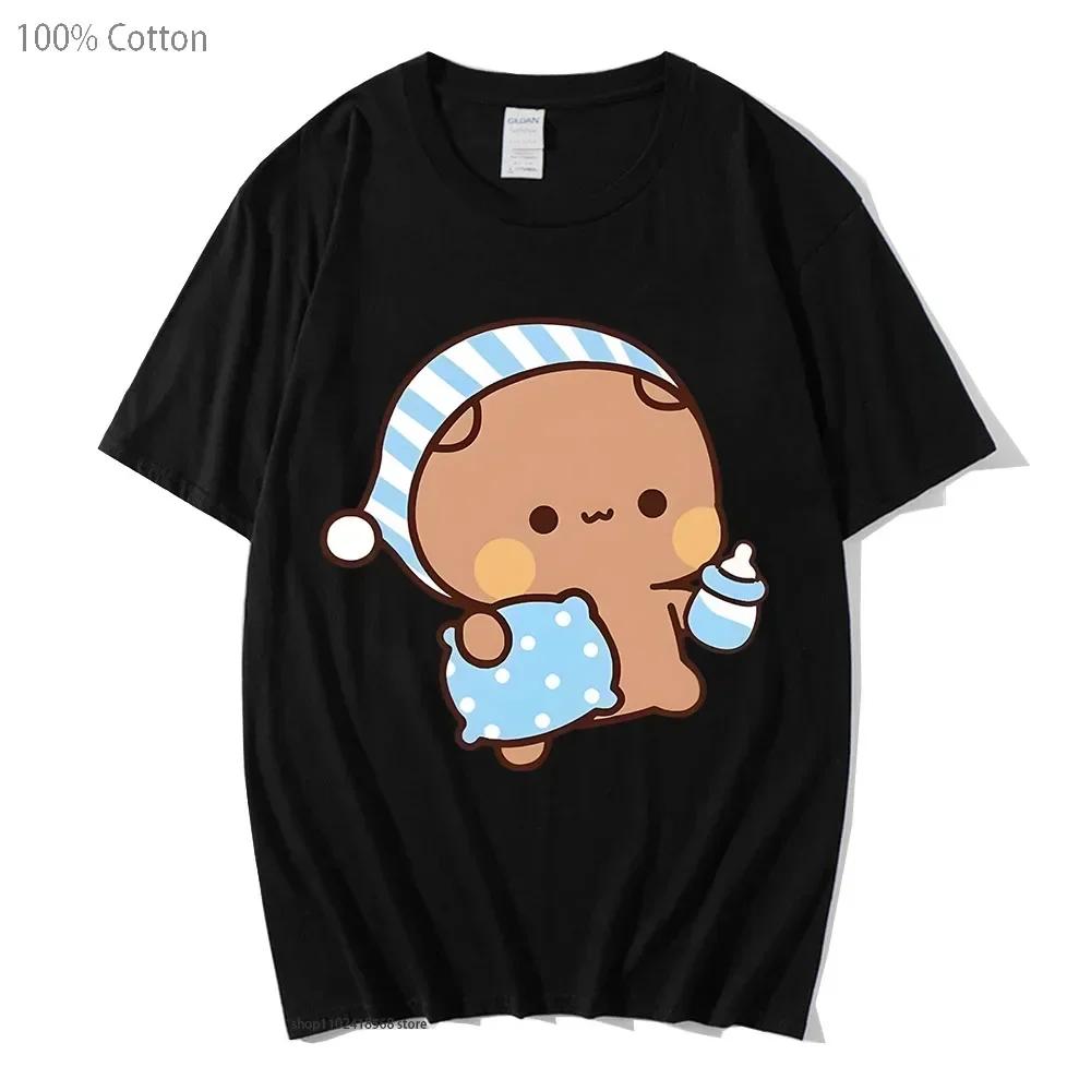 Couple chemises Kawaii mignon BuBu Panda va dormir avec DuDu ours graphique t-shirt coton hommes fem
