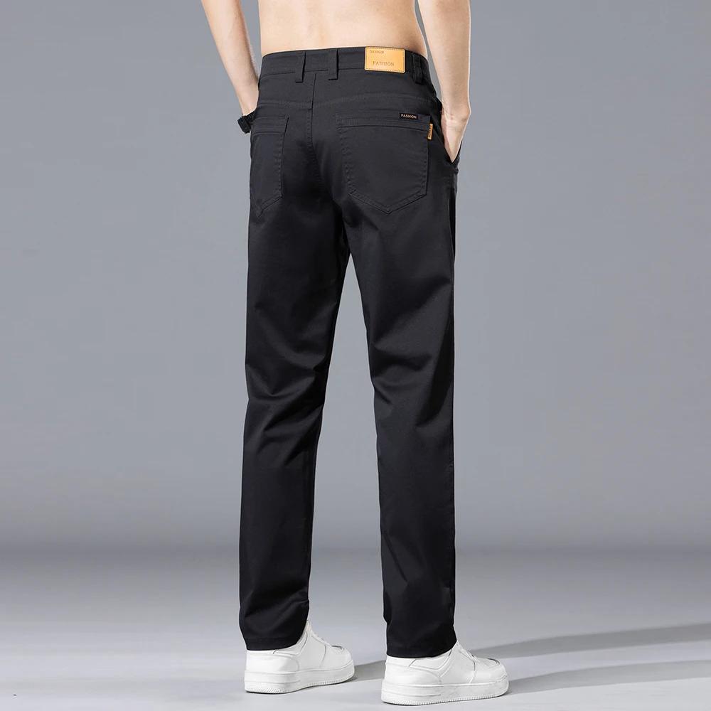 Pantalon décontracté pour homme, collection Printemps-Été, 97% coton, coupe droite, couleur unie, po