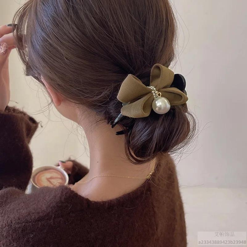 1 morceau d'arc, pince à perles, tempérament, pince requin, accessoire pour cheveux en tissu de Styl